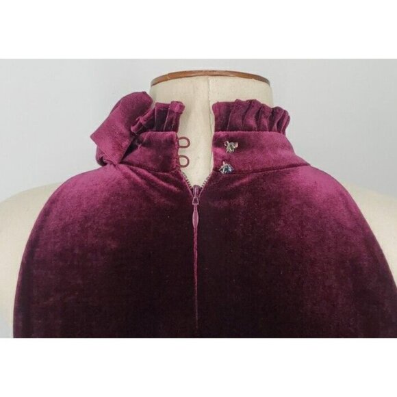 TED BAKER Cornela Pleated Velvet Midi Dress ~ Oxblood Burgundy TB4 US 5 - Picture 11 of 16
